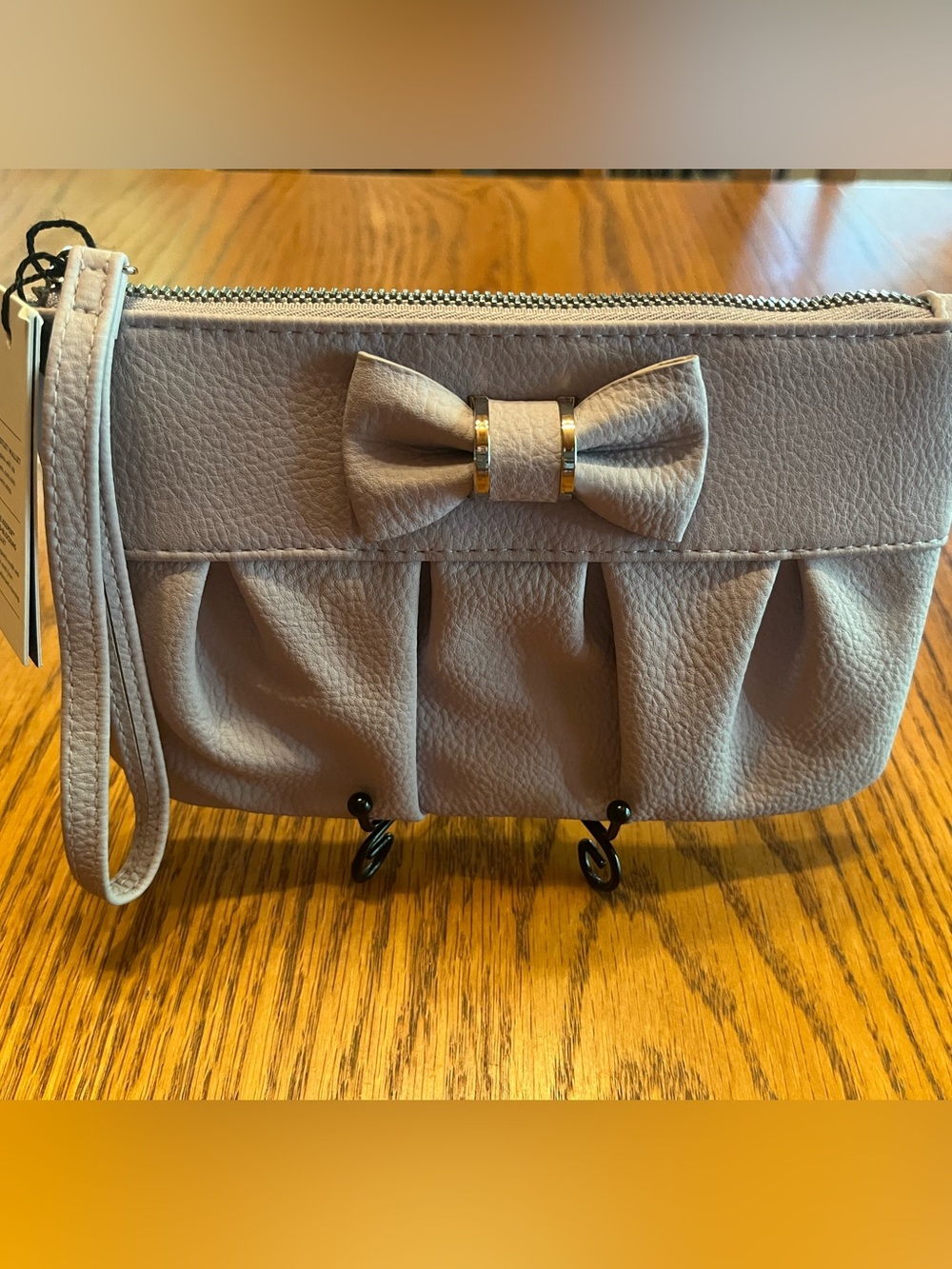 Bow Accent Wristlet Clutch in Dusty Mauve NWT